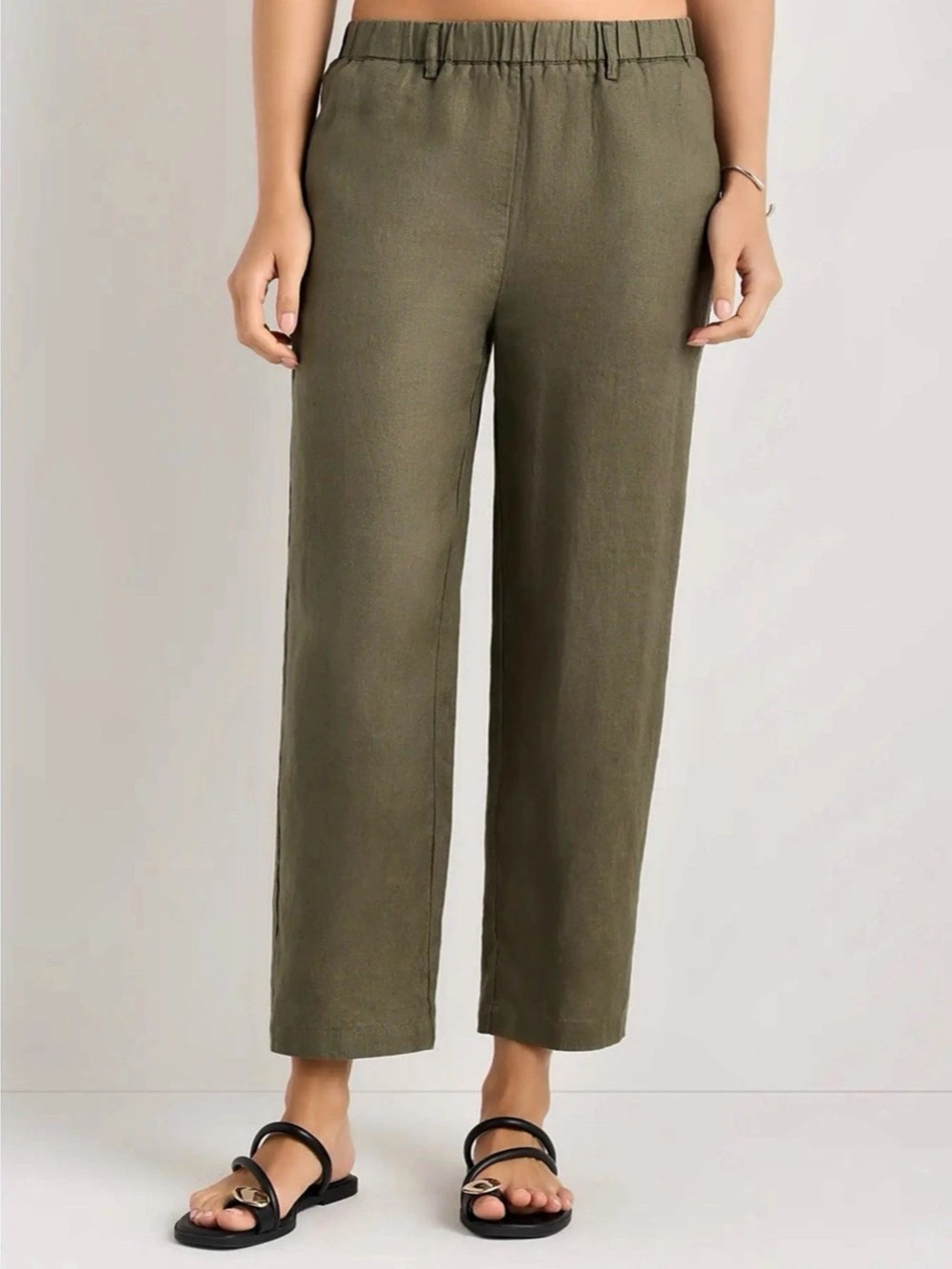 Quince Olive Green 100% European Linen Pants Wide Leg Pants - Size XL